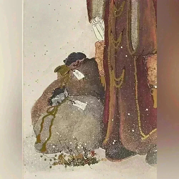 1 FRAMED Peggy Abrams Santa Claus  Father Christmas Print. Burgundy & gold matte - Picture 5 of 9